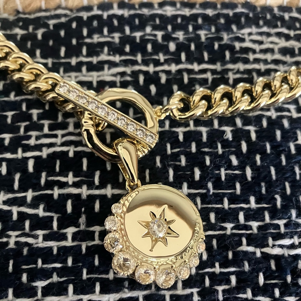 Kendra Scott 14k gold over Brass Josie Moon Stars Necklace Chain Toggle.